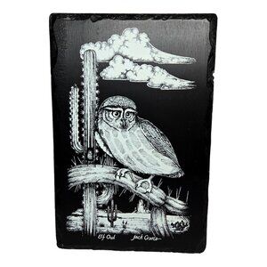 Vintage Barn Owl Slate Wall Plaque Jack Crane Cedar Point Souvenir Frank Weng